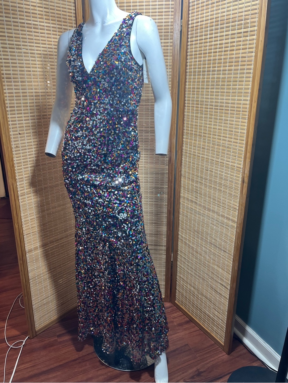 Gorgeous Maniju Prom/Formal multi sequin Colorful formal gown Sz Small